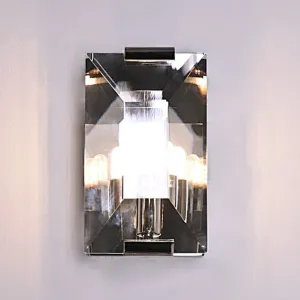 Luxury bright pyramid block crystal glass wall light